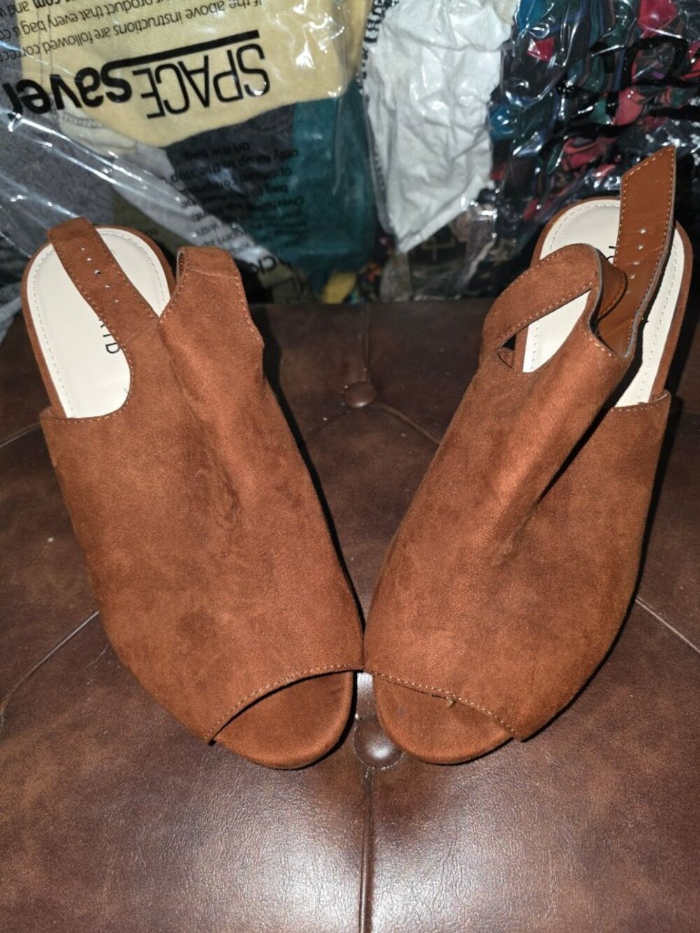 Torrid Brown Faux Suede Peep Toe Platform Heels With Adjustable Ankle Strap Size